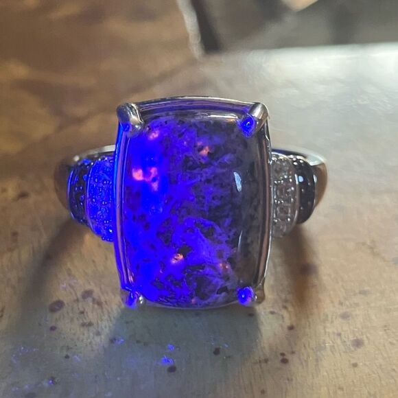 Natural Yooperlite Red Garnet Sterling Silver Ring Size 8 - Picture 10 of 10